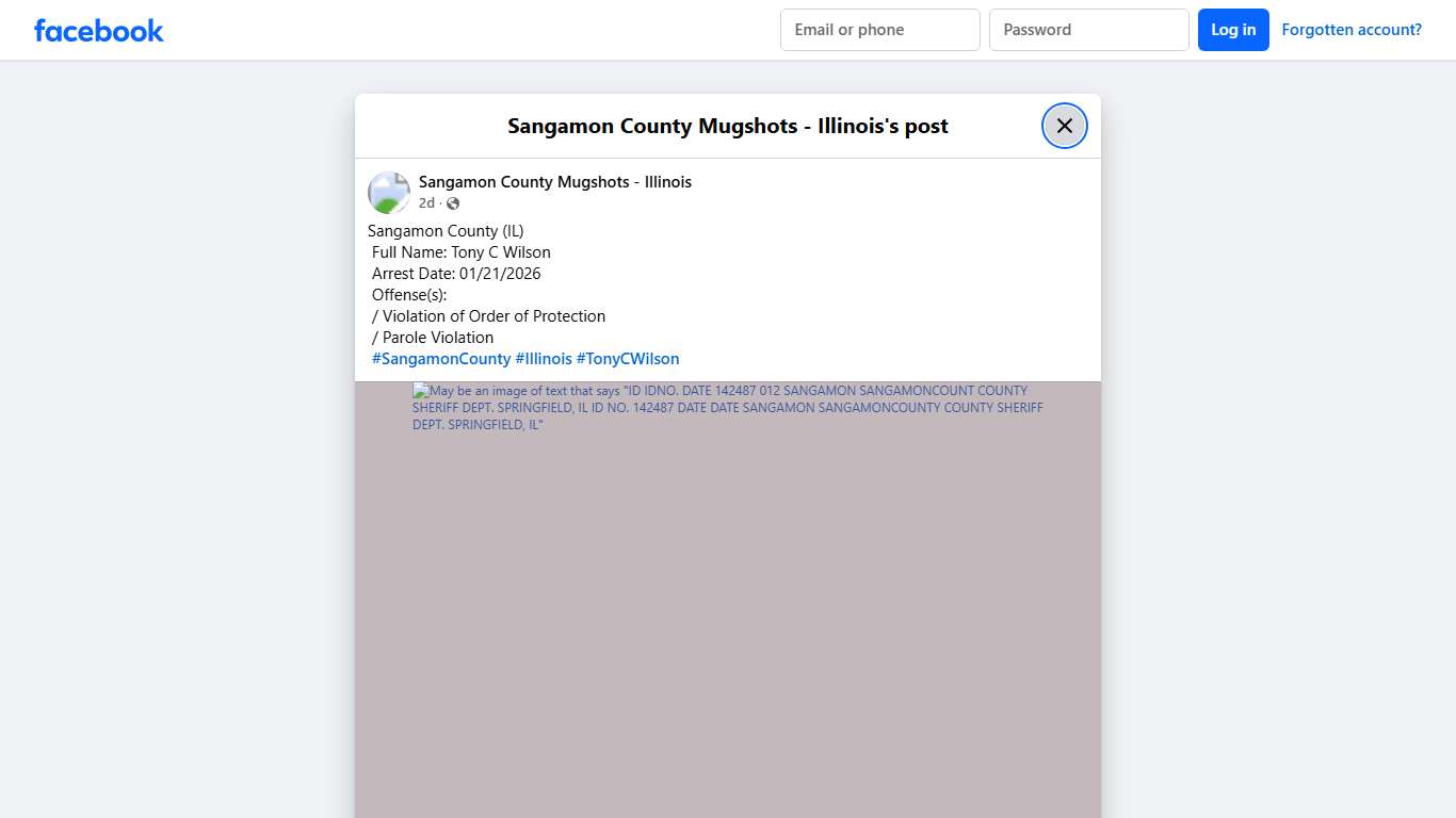 Sangamon County (IL)... - Sangamon County Mugshots - Illinois Facebook